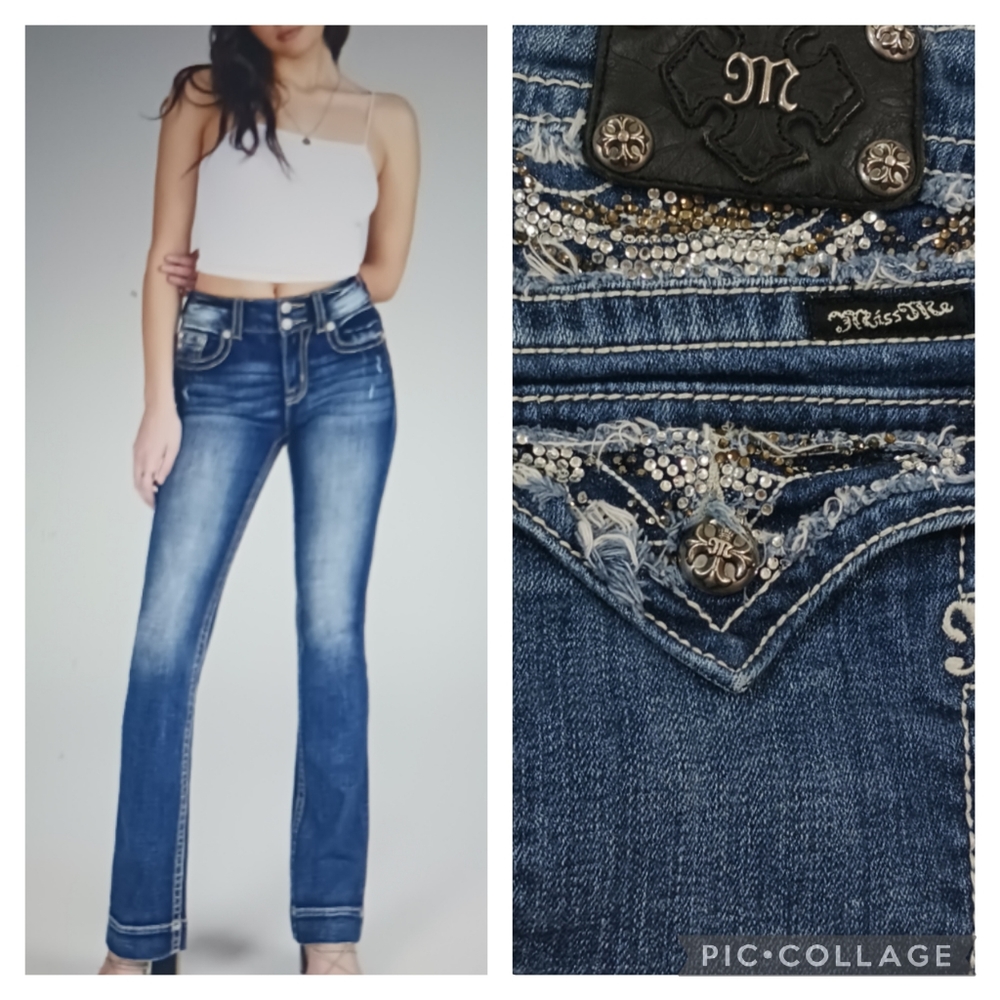 J1069 GUC $129 Miss Me Classic Double Button Bootcut sz 32